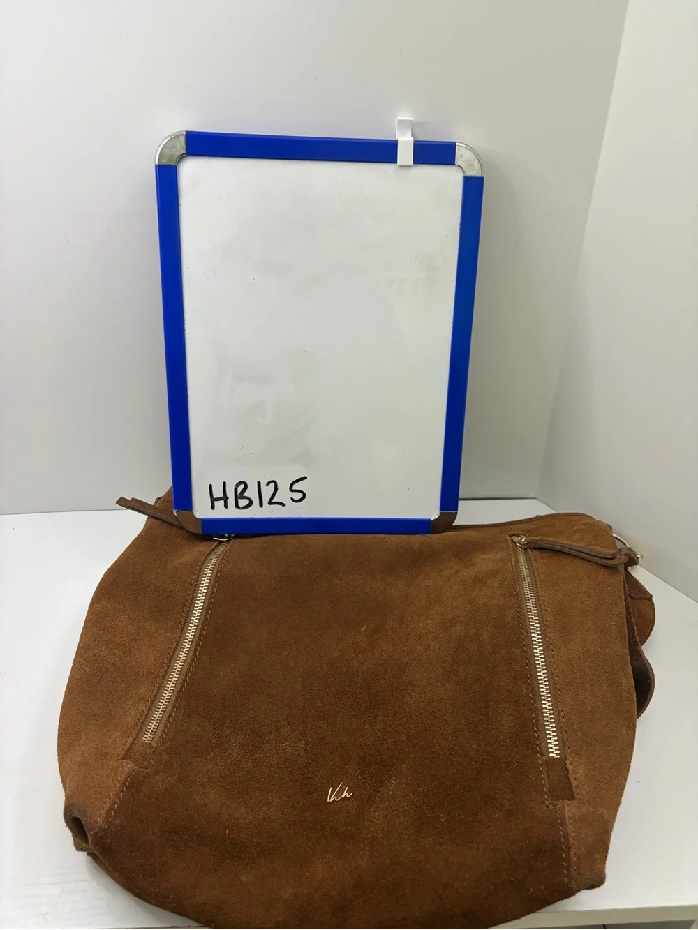 Cognac Brown Suede Leather Bohemian Hobo Crossbody Multi Gold Zipper Purse Bag